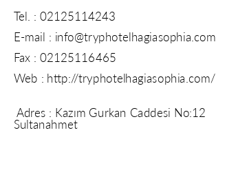 Tryp By Wyndham stanbul Hagia Sofia iletiim bilgileri